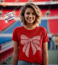 Load image into Gallery viewer, 12" Baseball Bow Made To Order Rhinestone Transfer (1-3 Business Day TAT)