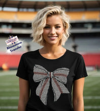 Load image into Gallery viewer, 12" Baseball Bow Made To Order Rhinestone Transfer (1-3 Business Day TAT)