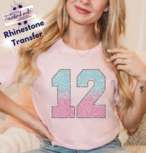 Load image into Gallery viewer, 8” Three Color Ombre Jersey Number Made To Order Rhinestone Transfer (1-3 Business Day TAT)