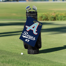 Load image into Gallery viewer, Customizable Golf Towel, Personalized Team Logo, Sports Towel, Sports Gift, Mascot Towel