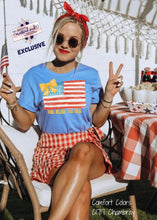 Load image into Gallery viewer, Coquette God Bless The USA and Yellow Bow Clear Film DTF Transfer | Adult | Youth (325 Hot Peel)