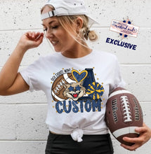 Load image into Gallery viewer, Customizable Faux Glitter Football Cheer Mascot DTF Transfer (300 HOT PEEL) | Ships 3-7 Business Days