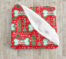 Load image into Gallery viewer, Customizable Pet Christmas Dog Bone Cozy Velveteen Plush Blanket - Soft Throw, Perfect for Cuddling, Home Decor, Gift for Her, Holiday Comfort, Customized