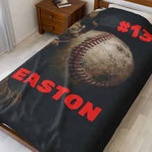 Load image into Gallery viewer, Customizable Vintage Baseball Plush Blanket- Baseball Gift, Team Gift, Personalized Baseball Blanket