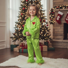 Load image into Gallery viewer, Family Pajamas Matching Pajamas Sets Heart Print Neck Long Sleeve Button Down Shirt Tops and Pants Loungewear