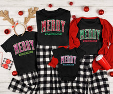 Load image into Gallery viewer, Faux Glitter Merry Christmas DTF Transfer (300 HOT PEEL) | Ships 3-7 Business Days