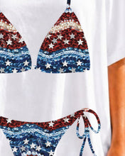 Load image into Gallery viewer, Faux Sequin Stars and Stripes Bikini DTF Transfer | Adult and Youth (325 HOT Peel)