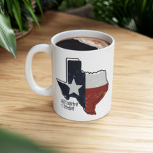 Load image into Gallery viewer, Hill Country Strong Distressed Texas Flag Coffee Cup | Hill Country Flood Relief Ceramic Mug | Donations to Texas Hill Country | 11oz & 15oz Options