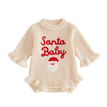 Load image into Gallery viewer, Newborn Baby Christmas Sweaters Rompers Letter Santa Claus Embroidery Crewneck Long Sleeve Knitted Jumpsuits