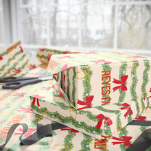 Load image into Gallery viewer, Personalized Christmas Garland and Bow Wrapping Paper- Christmas Gift Wrap, Custom Name Holiday Gift Wrap, Seasonal Wrapping Supplies