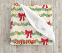 Load image into Gallery viewer, Personalized Christmas Garland and Bows Velveteen Plush Blanket - Soft Throw, Christmas Home Decor, Gift for Her, Customized Holiday, Christmas Tree
