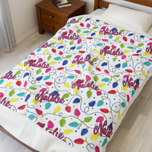 Load image into Gallery viewer, Personalized Christmas Lights Velveteen Plush Blanket - Soft Throw, Christmas Home Decor, Gift for Her, Customized Holiday, Christmas Tree