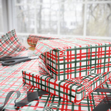 Load image into Gallery viewer, Personalized Christmas Plaid Doodle Wrapping Paper- Christmas Gift Wrap, Custom Name Holiday Gift Wrap, Seasonal Wrapping Supplies