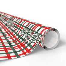 Load image into Gallery viewer, Personalized Christmas Plaid Doodle Wrapping Paper- Christmas Gift Wrap, Custom Name Holiday Gift Wrap, Seasonal Wrapping Supplies