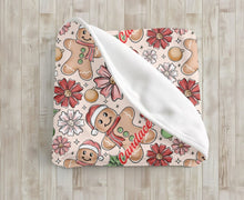 Load image into Gallery viewer, Personalized Gingerbread Man Christmas Velveteen Plush Blanket - Soft Floral Throw, Christmas Home Decor, Gift for Her, Customized Holiday, Santa
