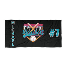 Load image into Gallery viewer, Personalized Ice Cream Drip Baseball Beach Towel, Summer Accessory, Gift for Baseball Player, Baseball Mom, Sports Towel, Poolside Towel