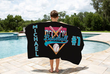 Load image into Gallery viewer, Personalized Ice Cream Drip Baseball Beach Towel, Summer Accessory, Gift for Baseball Player, Baseball Mom, Sports Towel, Poolside Towel