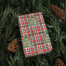 Load image into Gallery viewer, Personalized Plaid Christmas Tree Doodle Wrapping Paper- Christmas Gift Wrap, Custom Name Holiday Gift Wrap, Seasonal Wrapping Supplies