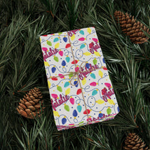 Load image into Gallery viewer, Personalized Preppy Christmas Lights Wrapping Paper- Christmas Gift Wrap, Custom Name Holiday Gift Wrap, Seasonal Wrapping Supplies