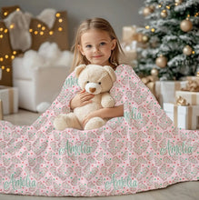 Load image into Gallery viewer, Personalized Preppy Christmas Snack Cake Velveteen Plush Blanket - Soft Throw, Christmas Home Decor, Gift for Her, Customized Holiday, Christmas Tree