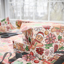 Load image into Gallery viewer, Personalized Preppy Gingerbread Christmas Wrapping Paper- Christmas Gift Wrap, Custom Name Holiday Gift Wrap, Seasonal Wrapping Supplies