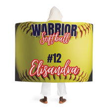 Load image into Gallery viewer, Personalized Softball Hooded Sherpa Fleece Blanket, Softball Blanket, Softball Player Gift, Softball Coach, Softball Mom Gift, Softball Team