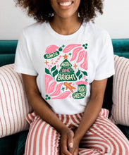 Load image into Gallery viewer, PO SHIPS 10/2 Clear Film DTF Transfer | Boho Pink and Green Merry and Bright (325 HOT Peel)