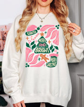 Load image into Gallery viewer, PO SHIPS 10/2 Clear Film DTF Transfer | Boho Pink and Green Merry and Bright (325 HOT Peel)