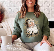 Load image into Gallery viewer, PO SHIPS 11/13 Gold Believe Santa Clear Film DTF Transfer (325 HOT Peel)