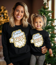 Load image into Gallery viewer, PO SHIPS 11/6 Blue Floral Santa Clear Film DTF Transfer | Adult and Youth (325 HOT Peel)