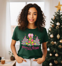 Load image into Gallery viewer, PO SHIPS 11/6 Merry and Bright Christmas Trees Clear Film DTF Transfer (325 HOT Peel)