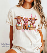 Load image into Gallery viewer, PO SHIPS 3/12 Easter Highland Cows Clear Film DTF Transfer (325 HOT Peel)
