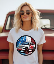 Load image into Gallery viewer, PO SHIPS 4/11 Patriotic Jeep Clear Film DTF Transfer (325 HOT Peel)