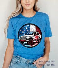 Load image into Gallery viewer, PO SHIPS 4/11 Patriotic Jeep Clear Film DTF Transfer (325 HOT Peel)