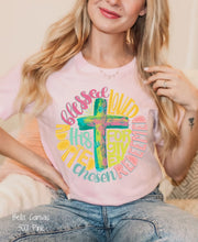 Load image into Gallery viewer, RTS Clear Film Screen Print Transfer | Blessed Loved Redeemed Chosen Cross (325 HOT Peel)