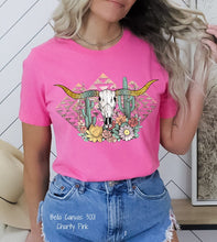 Load image into Gallery viewer, RTS Clear Film Screen Print Transfer | Boho Cow Skull Desert (325 HOT Peel)