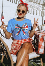 Load image into Gallery viewer, RTS Clear Film Screen Print Transfer | Coquette American Flag Bow (325 HOT Peel)