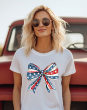 Load image into Gallery viewer, RTS Clear Film Screen Print Transfer | Coquette American Flag Bow (325 HOT Peel)