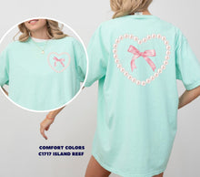 Load image into Gallery viewer, RTS Clear Film Screen Print Transfer | POCKET 4" Coquette Pearl Heart and Bow (325 HOT Peel)