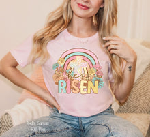 Load image into Gallery viewer, RTS Clear Film Screen Print Transfer | Risen Easter Rainbow (325 HOT Peel)