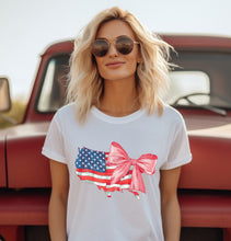 Load image into Gallery viewer, RTS Clear Film Screen Print Transfer | United States Pink Bow (325 HOT Peel)