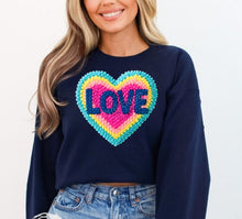 Load image into Gallery viewer, RTS Crochet Colorful Valentine Love Heart DTF Transfer |Adult Youth (325 HOT Peel)
