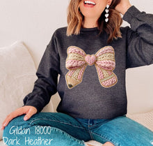 Load image into Gallery viewer, RTS Crochet Valentine Teacher Pencil Bow DTF Transfer (325 HOT Peel)