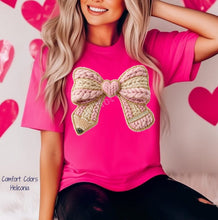 Load image into Gallery viewer, RTS Crochet Valentine Teacher Pencil Bow DTF Transfer (325 HOT Peel)