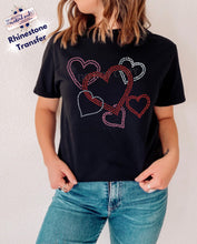 Load image into Gallery viewer, RTS Rhinestone Transfer | Hearts Valentine Red, Pink, Clear Stone