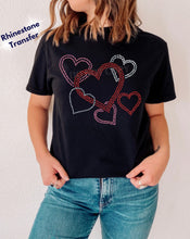Load image into Gallery viewer, RTS Rhinestone Transfer | Hearts Valentine Red, Pink, Clear Stone