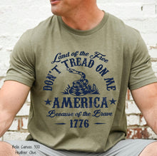 Load image into Gallery viewer, RTS Screen Print Transfer | Land Of the Free Don't Tread On Me NAVY BLUE (325 Hot Peel)