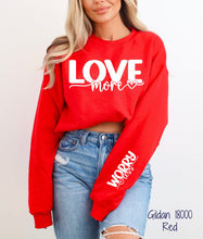 Load image into Gallery viewer, RTS Screen Print Transfer | Love More, Worry Less Sleeve (325 Hot Peel)