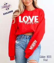 Load image into Gallery viewer, RTS Screen Print Transfer | Love More, Worry Less Sleeve (325 Hot Peel)