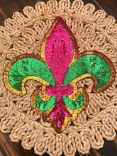 Load image into Gallery viewer, RTS Sequin Flor De Lis 10" Mardi Gras Chenille Iron On Patch